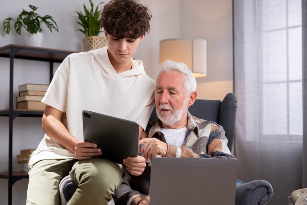 Healthcare professional using digital interface with medical icons